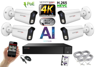 Monitorrs Security 4K IP 4 kamerový set 8 Mpix WTube (6378K4)